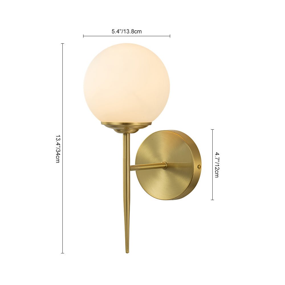 Aether Mid-Century Minimalist Brass Glass Wall Sconce - Lamp Copper