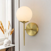Aether Mid-Century Minimalist Brass Glass Wall Sconce - Lamp Copper