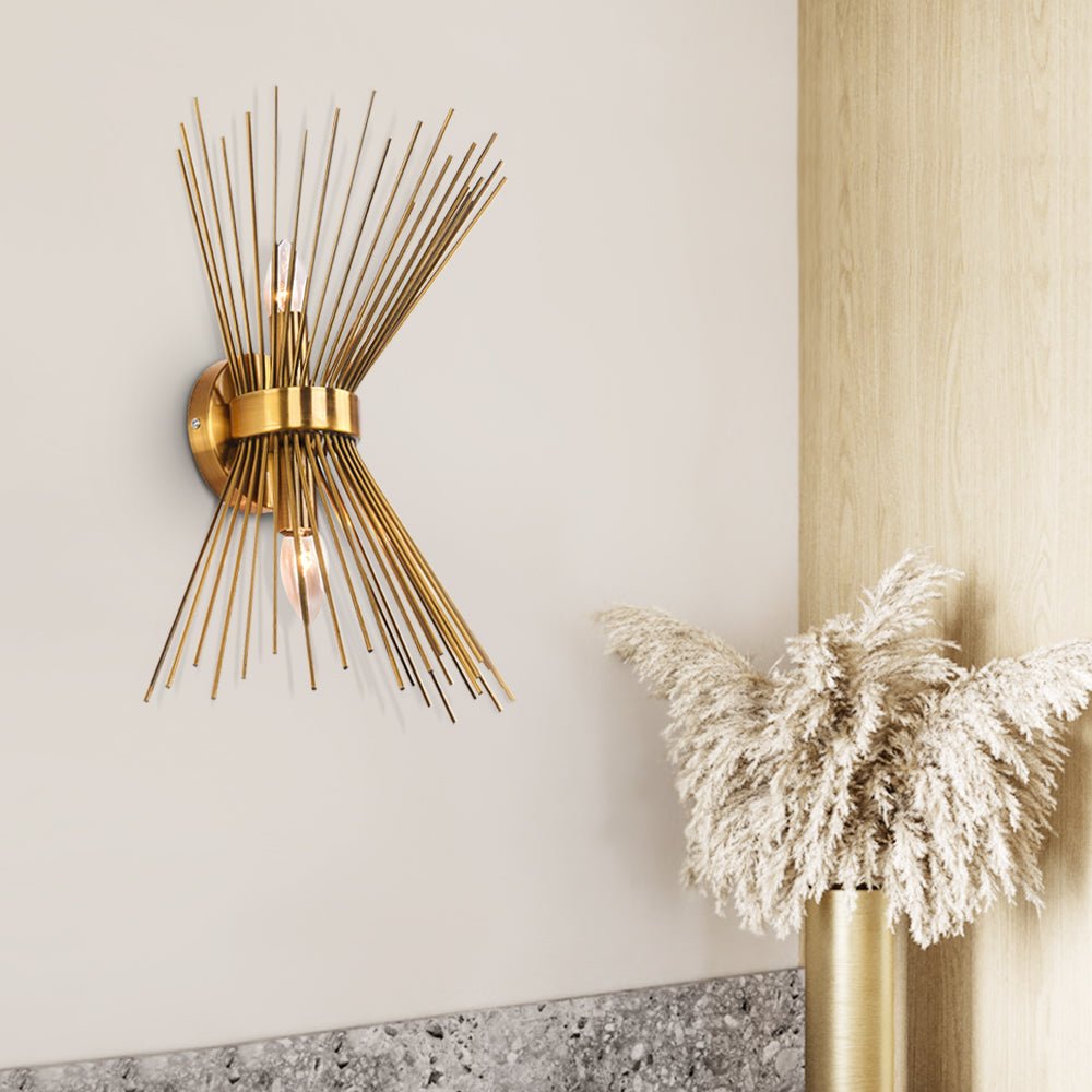 Jarnbrulx Mid Century Sunburst Metal Wall Sconce - Lamp Copper