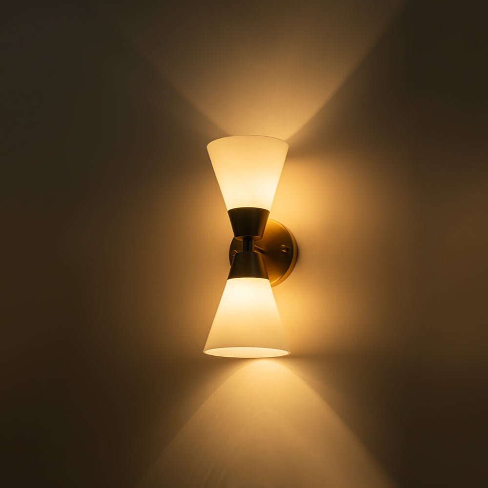 Eirikur Mid-Century Opal Glass Wall Sconce - Lamp Copper