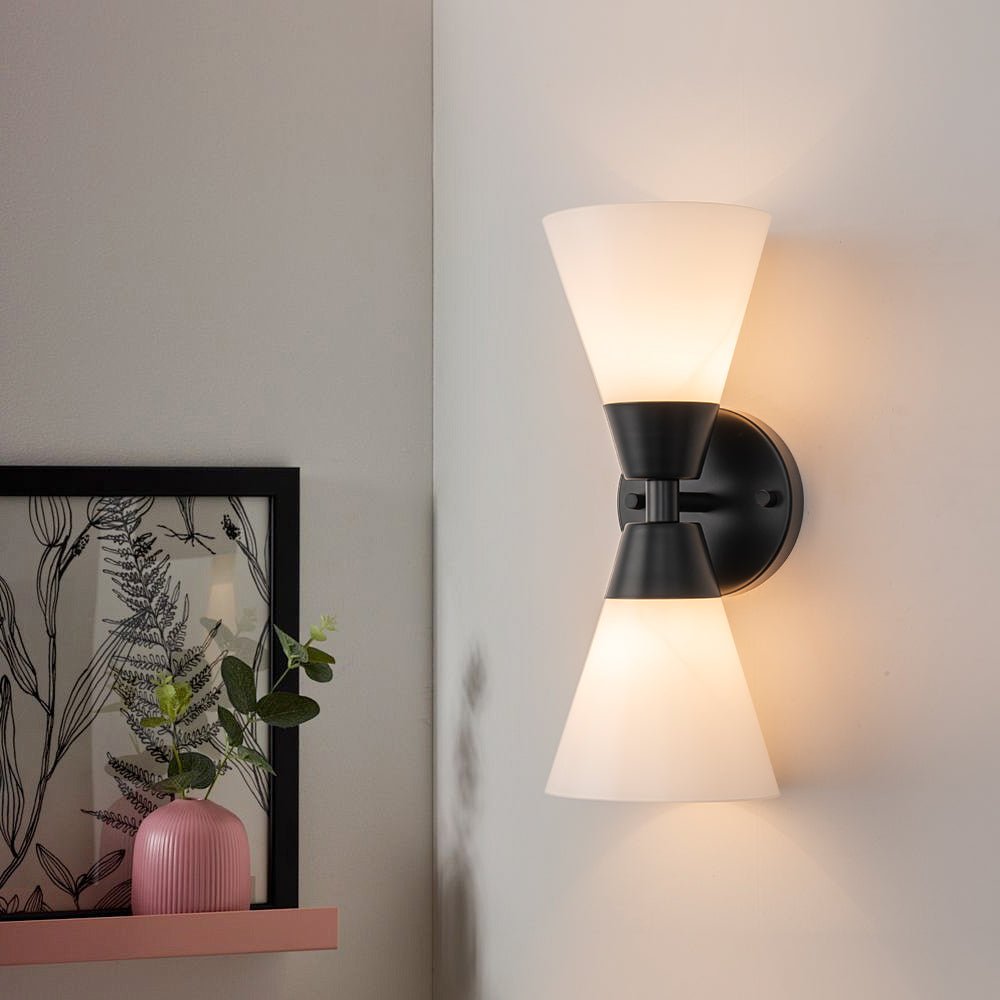 Eirikur Mid-Century Opal Glass Wall Sconce - Lamp Copper
