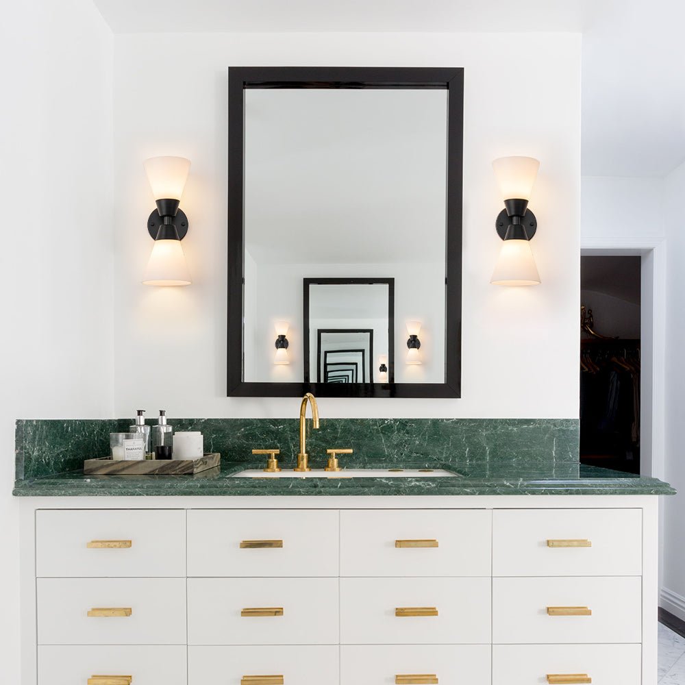 Eirikur Mid-Century Opal Glass Wall Sconce - Lamp Copper