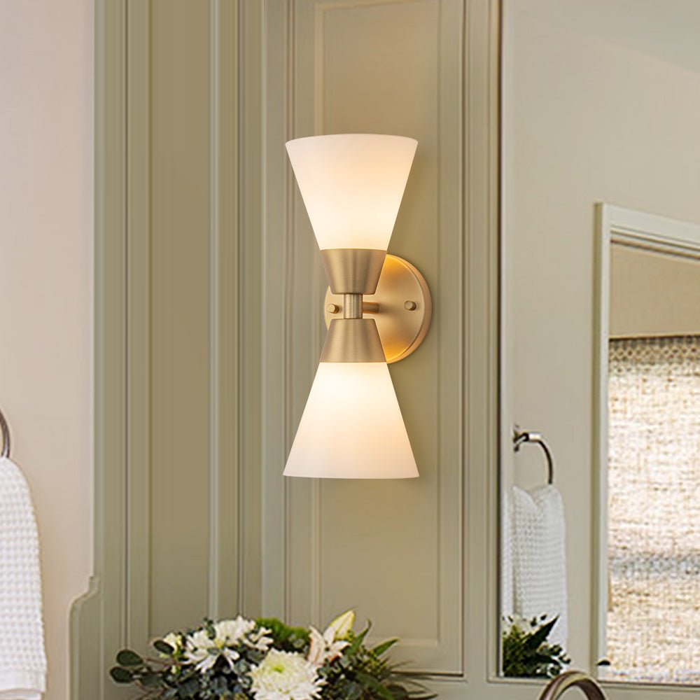 Eirikur Mid-Century Opal Glass Wall Sconce - Lamp Copper