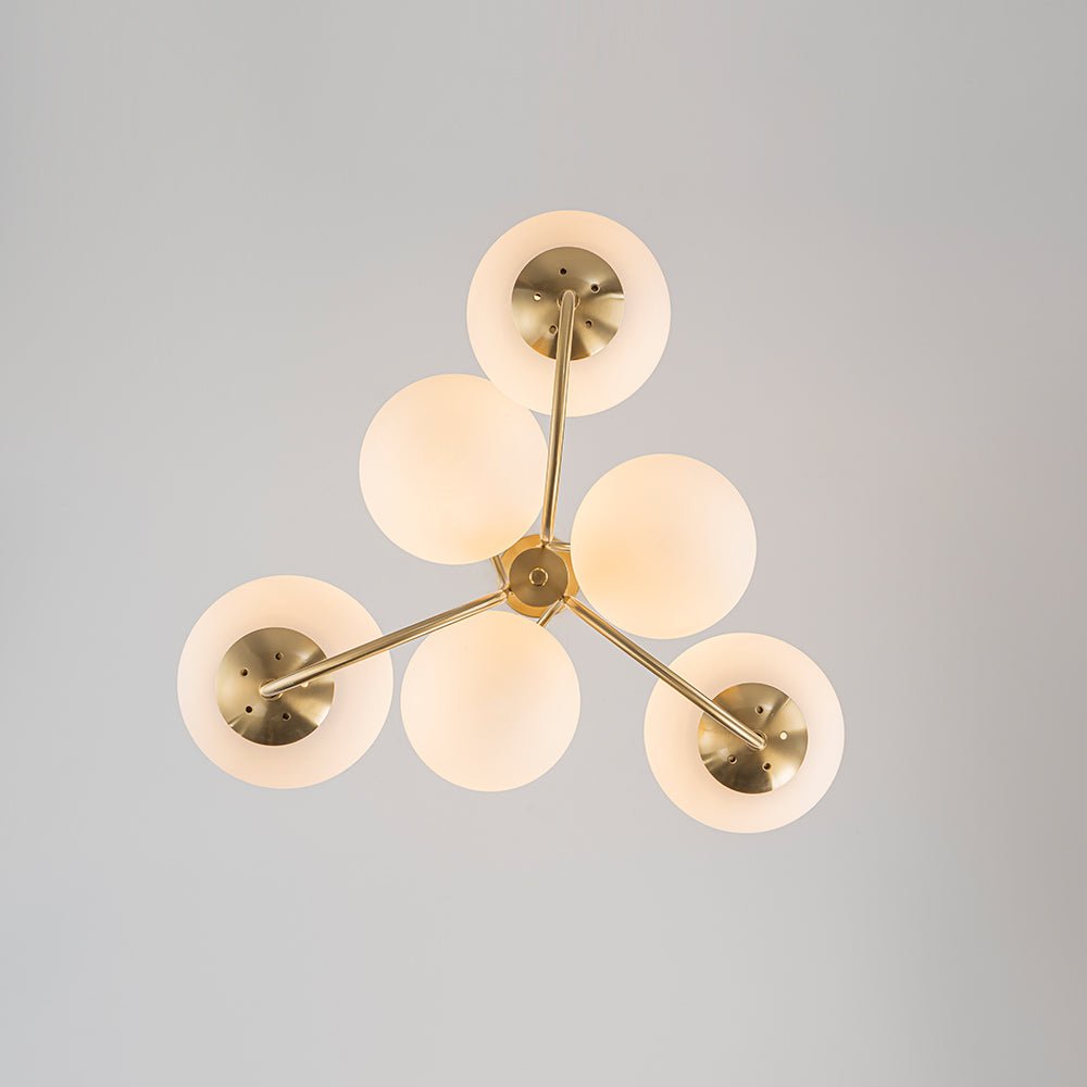 Rauduvyr Mid-Century Goose Arm Tiered Opal Glass Chandelier - Lamp Copper