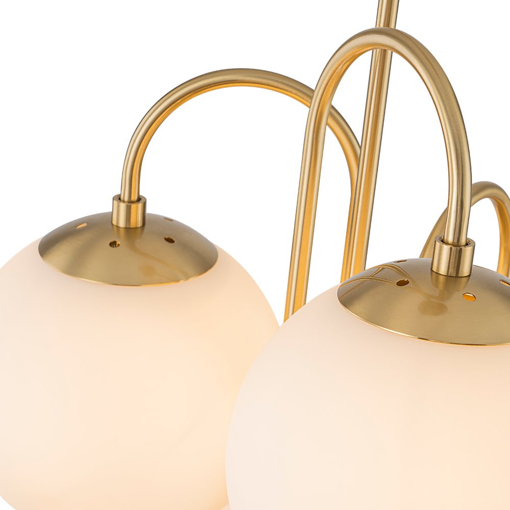 Rauduvyr Mid-Century Goose Arm Tiered Opal Glass Chandelier - Lamp Copper