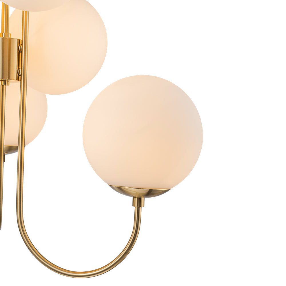 Rauduvyr Mid-Century Goose Arm Tiered Opal Glass Chandelier - Lamp Copper