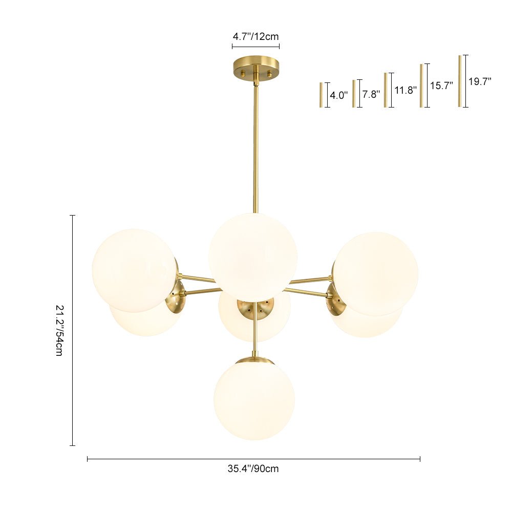 Xenuvia Mid-Century Sputnik Opal Glass Globe Chandelier - Lamp Copper