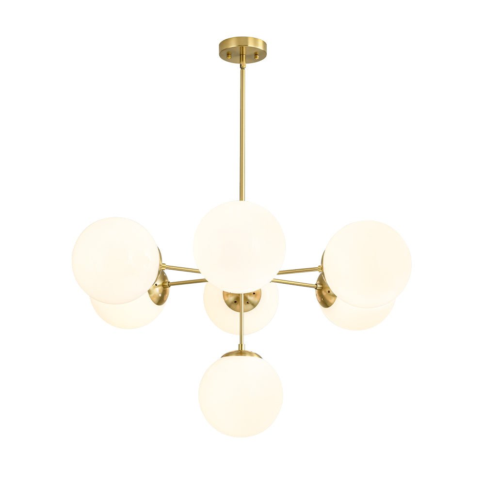 Xenuvia Mid-Century Sputnik Opal Glass Globe Chandelier - Lamp Copper