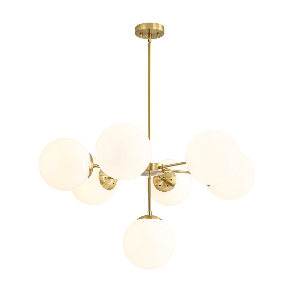 Xenuvia Mid-Century Sputnik Opal Glass Globe Chandelier - Lamp Copper