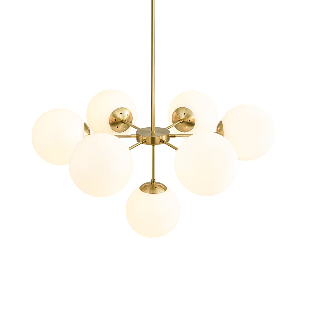 Xenuvia Mid-Century Sputnik Opal Glass Globe Chandelier - Lamp Copper