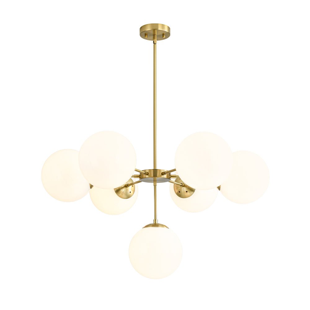 Xenuvia Mid-Century Sputnik Opal Glass Globe Chandelier - Lamp Copper