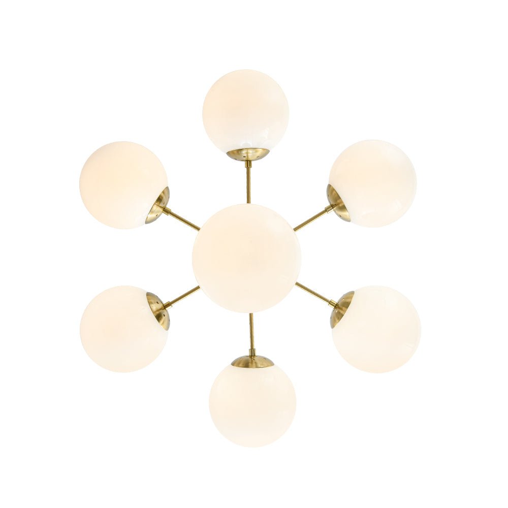 Xenuvia Mid-Century Sputnik Opal Glass Globe Chandelier - Lamp Copper