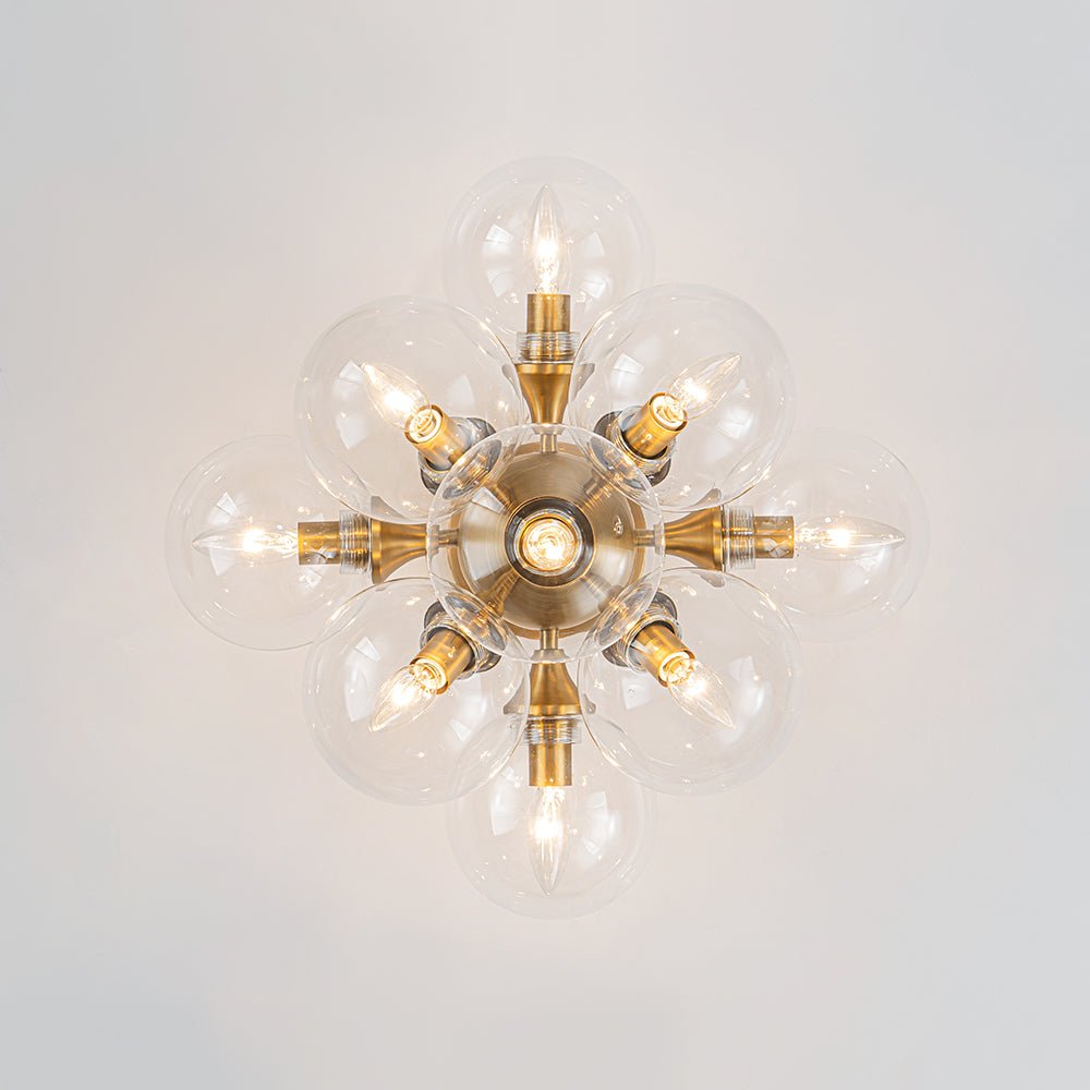 Tinduvyx Mid-Century Bubble Tiered Brass Glass Semi Flush Chandelier - Lamp Copper