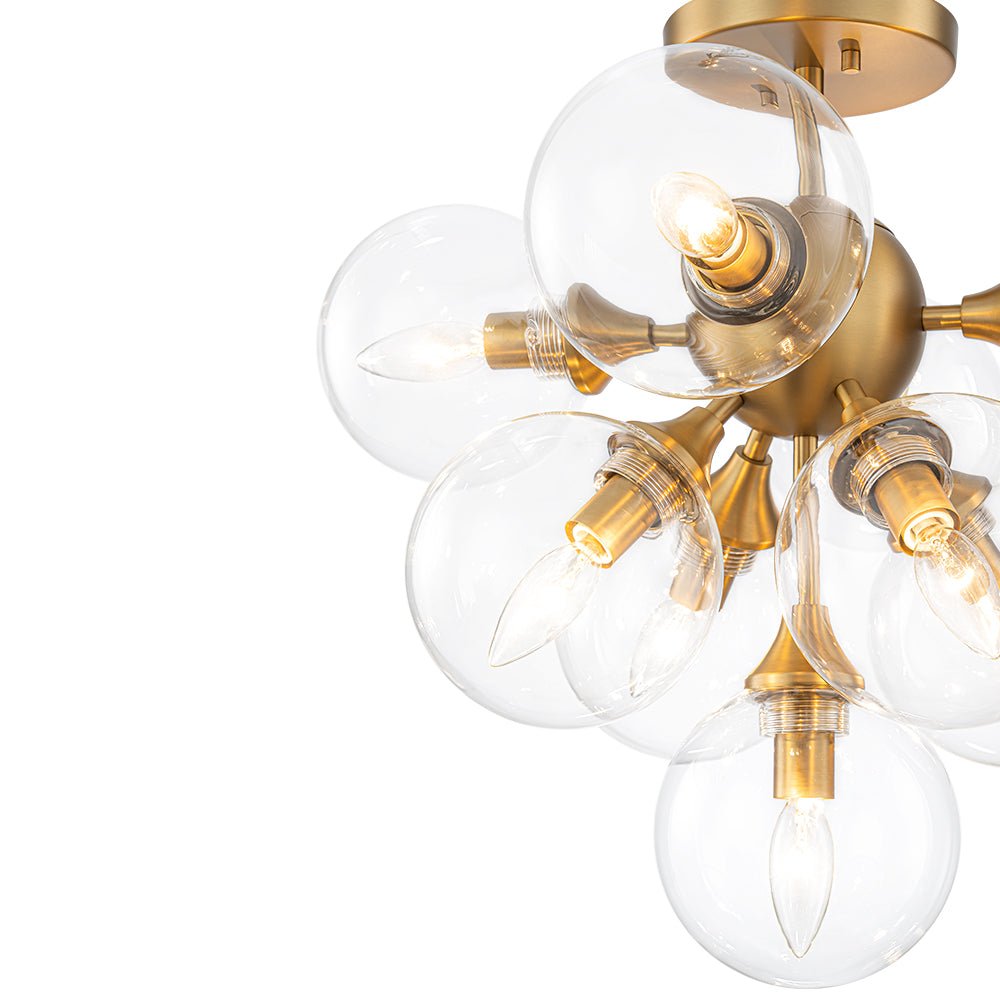 Tinduvyx Mid-Century Bubble Tiered Brass Glass Semi Flush Chandelier - Lamp Copper