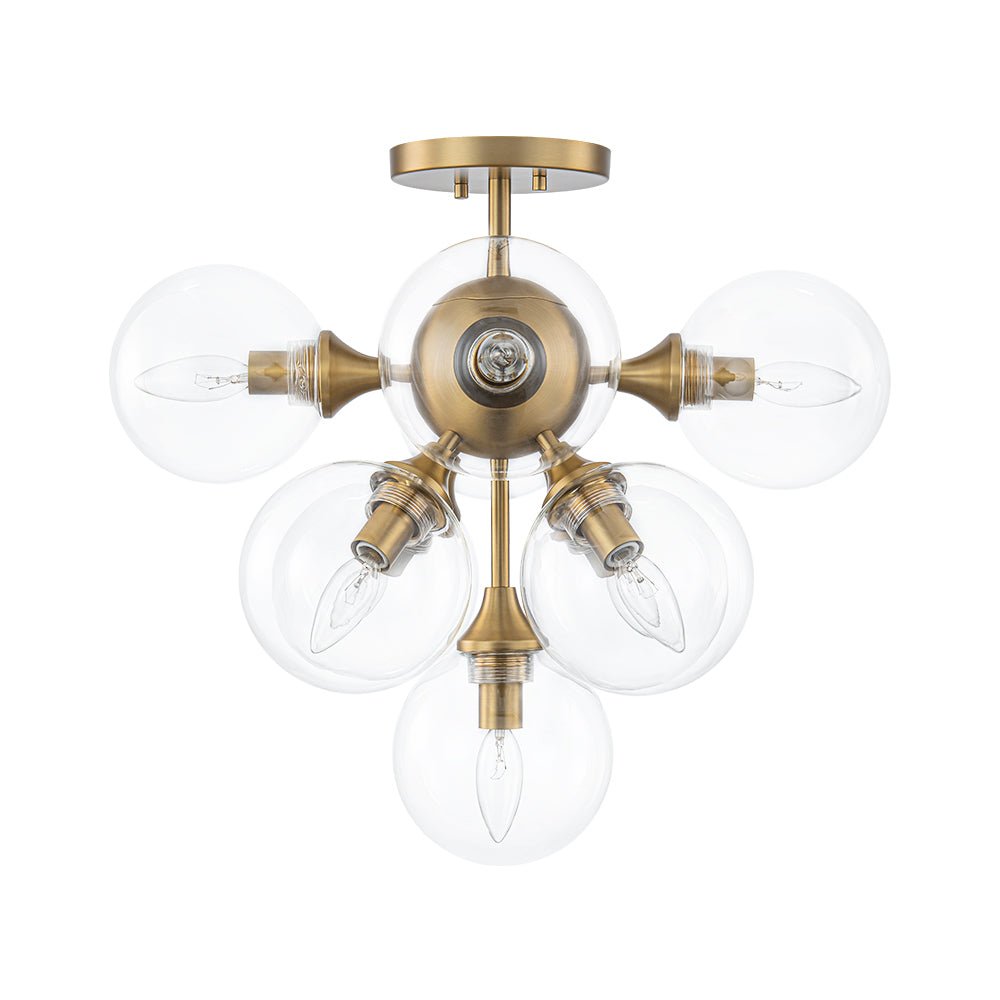 Tinduvyx Mid-Century Bubble Tiered Brass Glass Semi Flush Chandelier - Lamp Copper