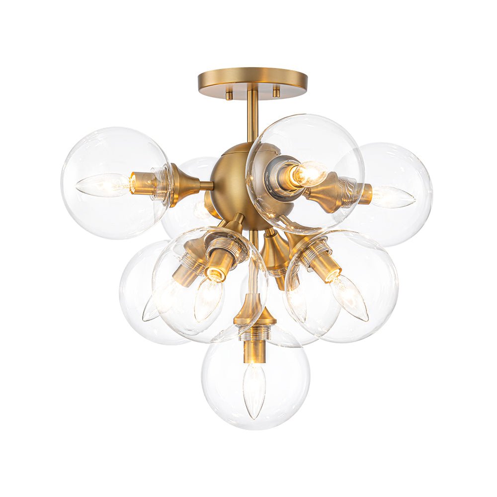 Tinduvyx Mid-Century Bubble Tiered Brass Glass Semi Flush Chandelier - Lamp Copper