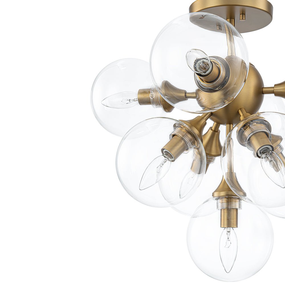 Tinduvyx Mid-Century Bubble Tiered Brass Glass Semi Flush Chandelier - Lamp Copper