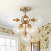 Tinduvyx Mid-Century Bubble Tiered Brass Glass Semi Flush Chandelier - Lamp Copper