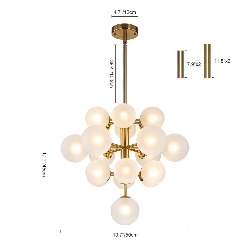 Xenulix Mid-Century Sputnik Glass Chandelier - Lamp Copper