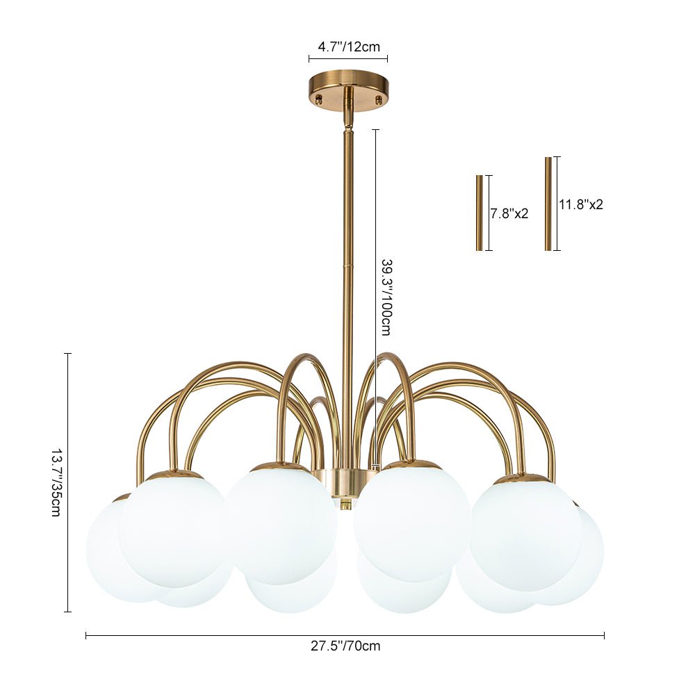 Ostruvo Mid-Century Frosted Glass Chandelier - Lamp Copper