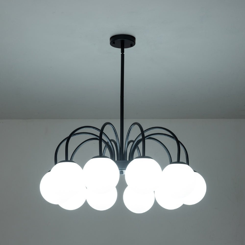 Ostruvo Mid-Century Frosted Glass Chandelier - Lamp Copper