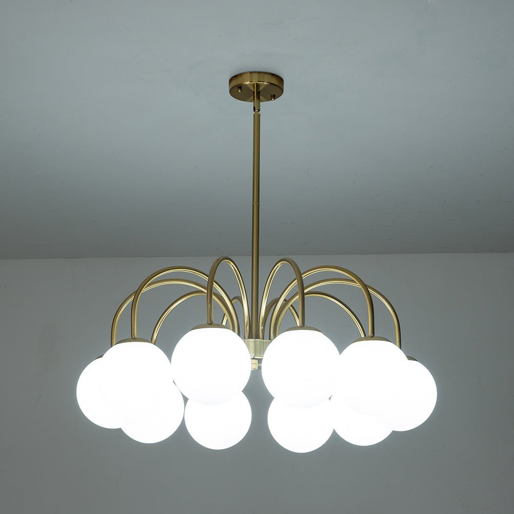 Ostruvo Mid-Century Frosted Glass Chandelier - Lamp Copper