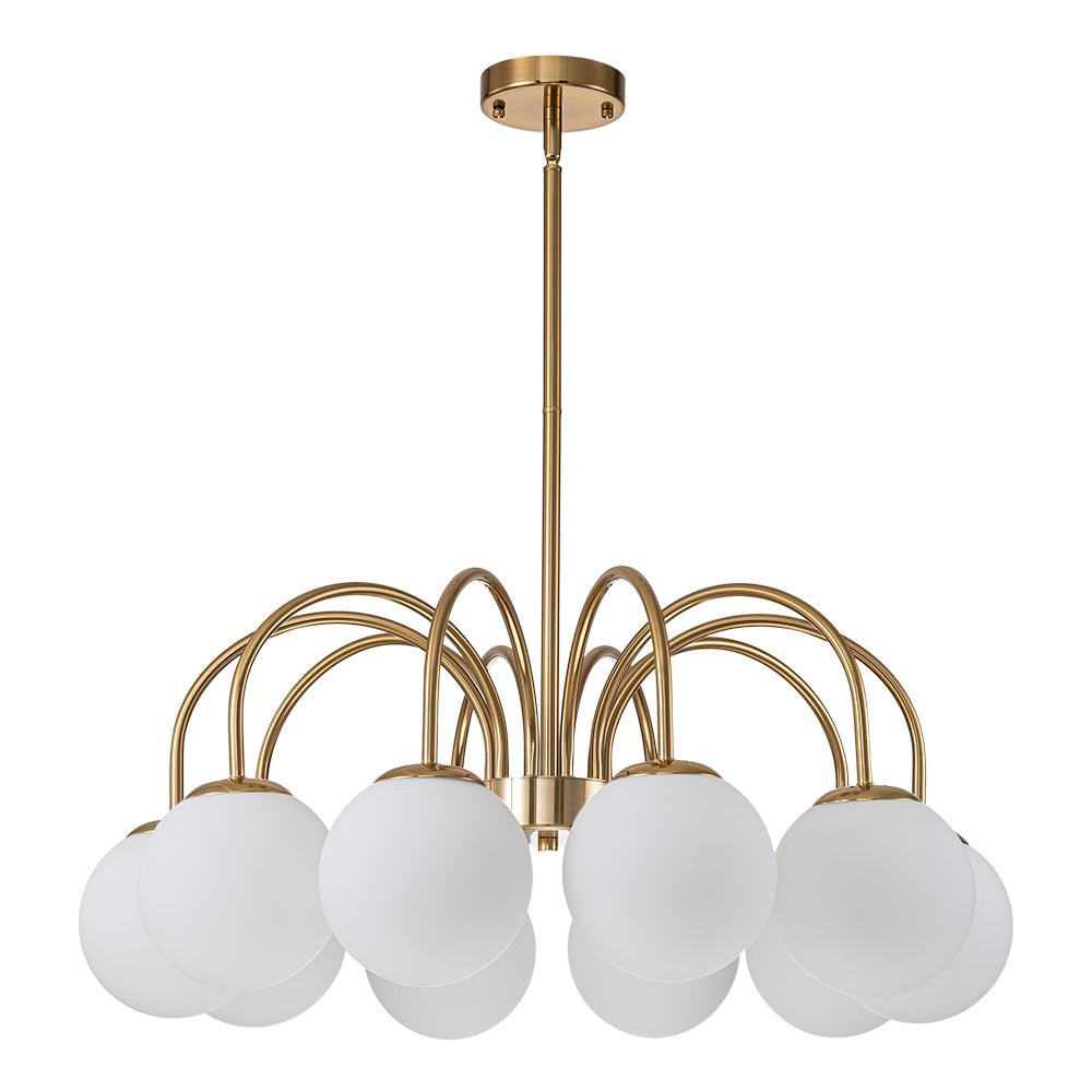 Ostruvo Mid-Century Frosted Glass Chandelier - Lamp Copper