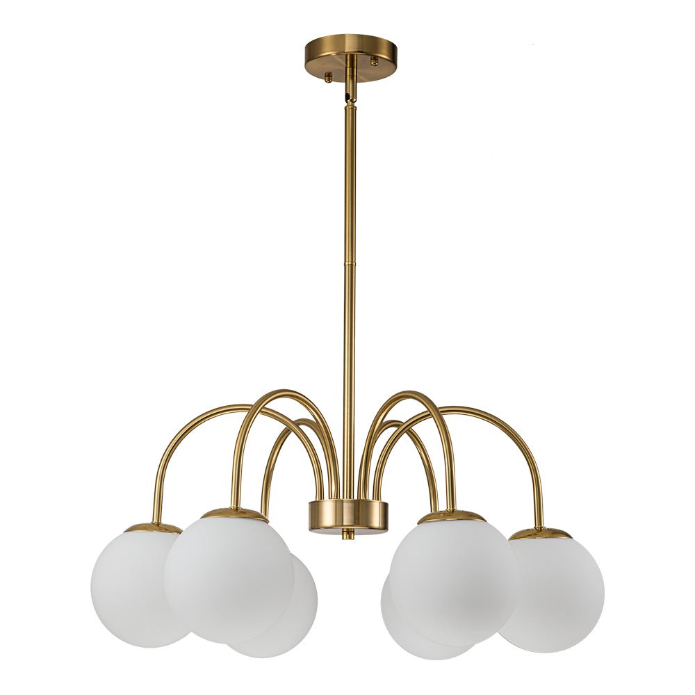 Ostruvo Mid-Century Frosted Glass Chandelier - Lamp Copper