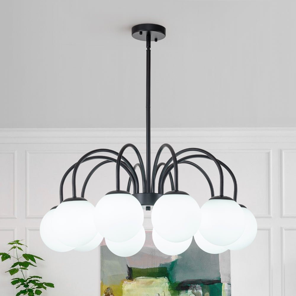 Ostruvo Mid-Century Frosted Glass Chandelier - Lamp Copper