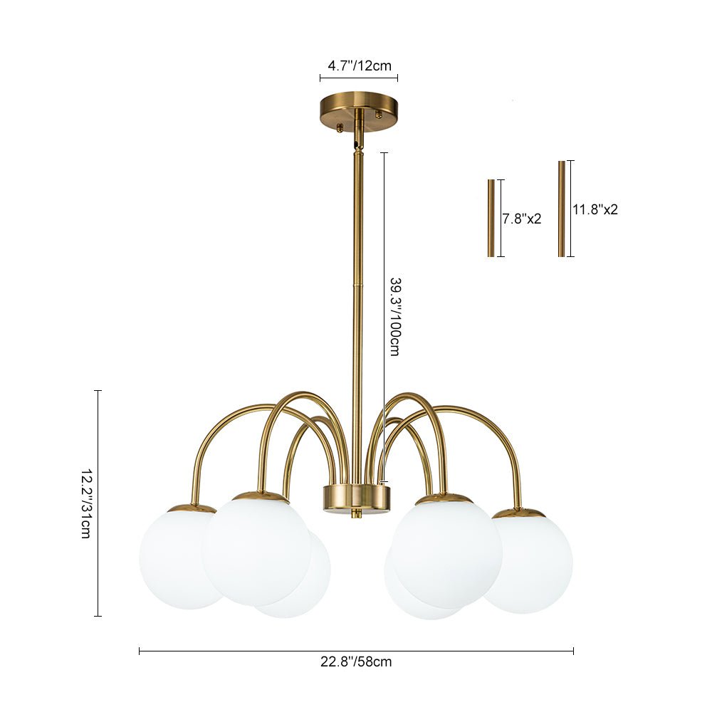 Ostruvo Mid-Century Frosted Glass Chandelier - Lamp Copper