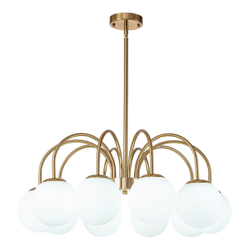 Ostruvo Mid-Century Frosted Glass Chandelier - Lamp Copper