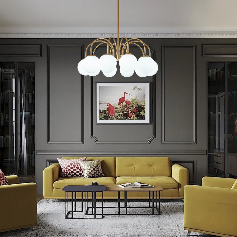 Ostruvo Mid-Century Frosted Glass Chandelier - Lamp Copper