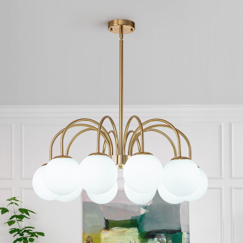 Ostruvo Mid-Century Frosted Glass Chandelier - Lamp Copper