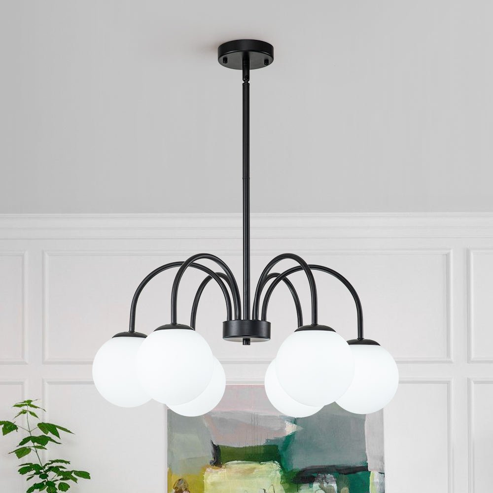Ostruvo Mid-Century Frosted Glass Chandelier - Lamp Copper