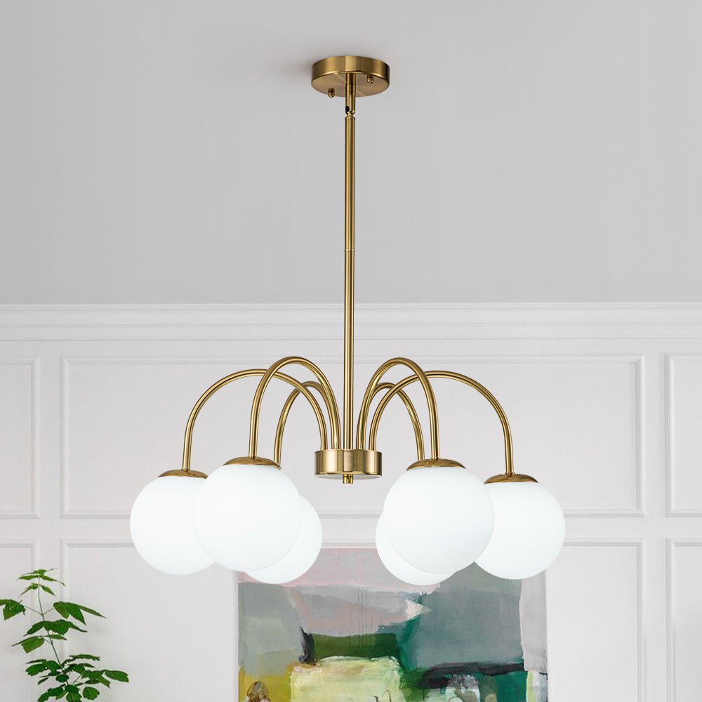 Ostruvo Mid-Century Frosted Glass Chandelier - Lamp Copper