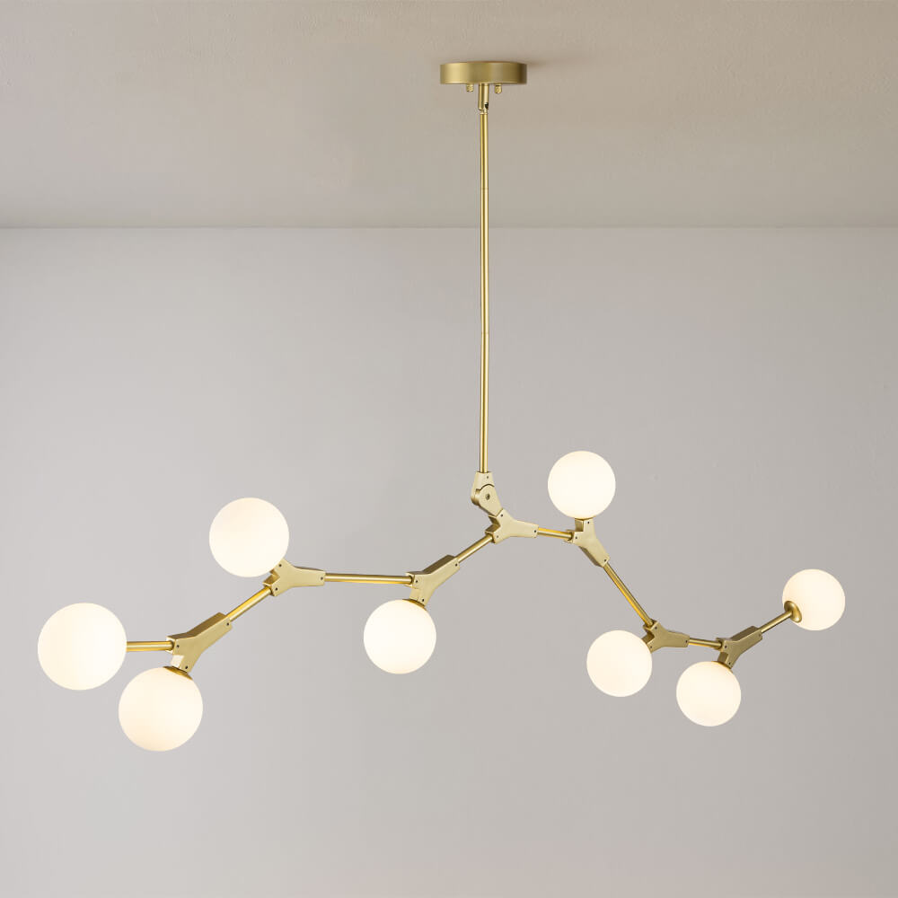 Nivero Linear Bubble Metal Glass Chandelier - Lamp Copper
