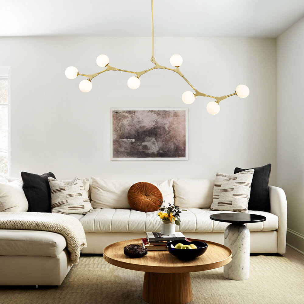 Nivero Linear Bubble Metal Glass Chandelier - Lamp Copper