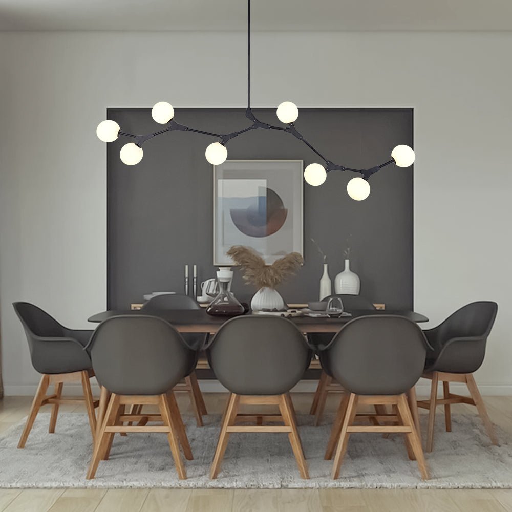 Nivero Linear Bubble Metal Glass Chandelier - Lamp Copper