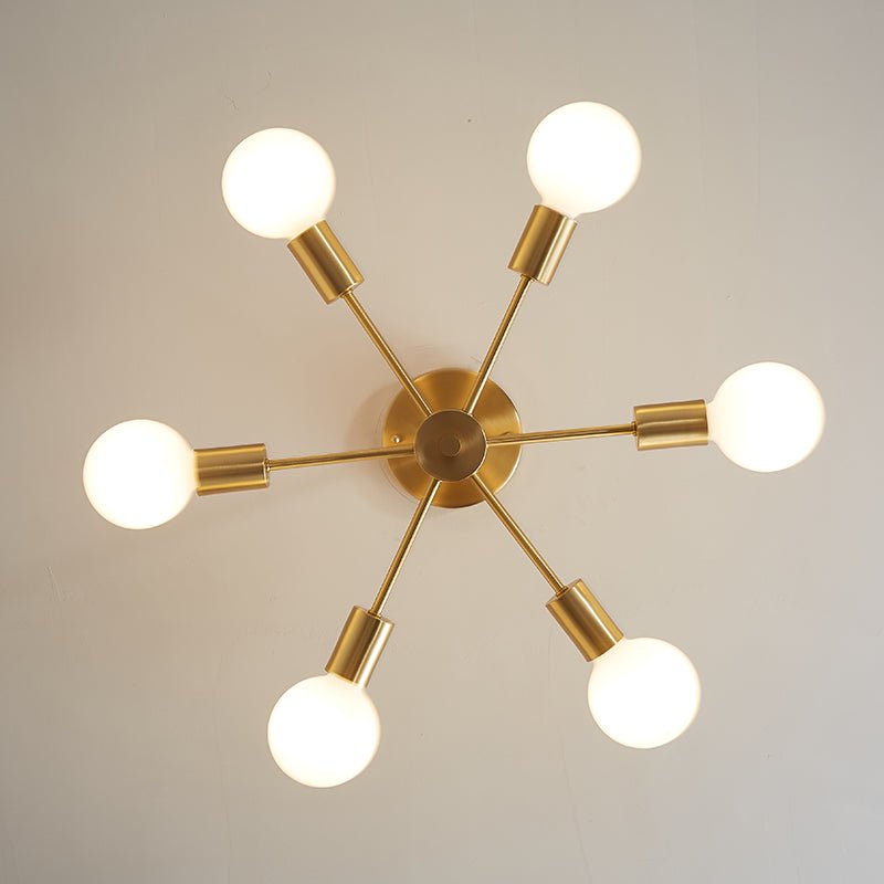 Blikuvo Mid-Century Modern Brass Sputnik Metal Ceiling Light - Lamp Copper
