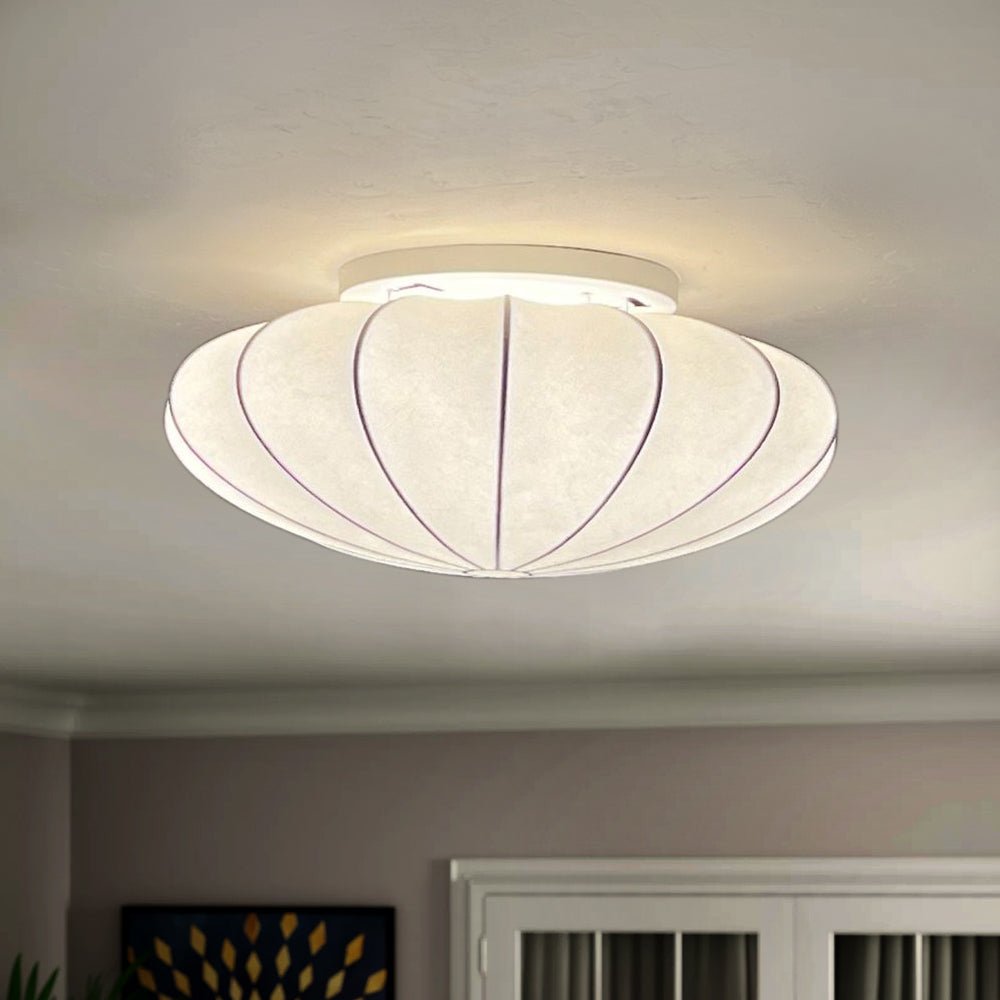 Lunari Mid-Century Modern Silk Flush Mount Light - Lamp Copper