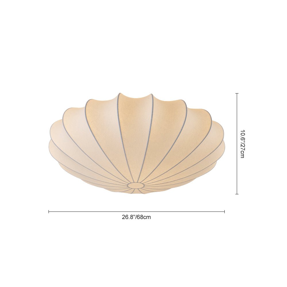 Lunari Mid-Century Modern Silk Flush Mount Light - Lamp Copper
