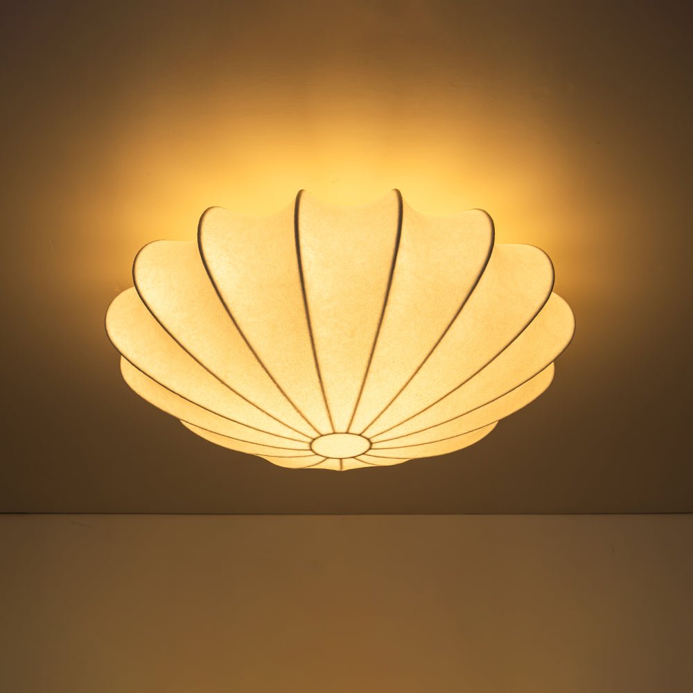 Lunari Mid-Century Modern Silk Flush Mount Light - Lamp Copper