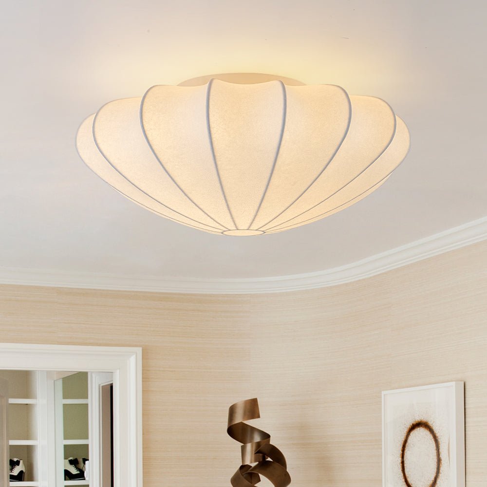 Lunari Mid-Century Modern Silk Flush Mount Light - Lamp Copper