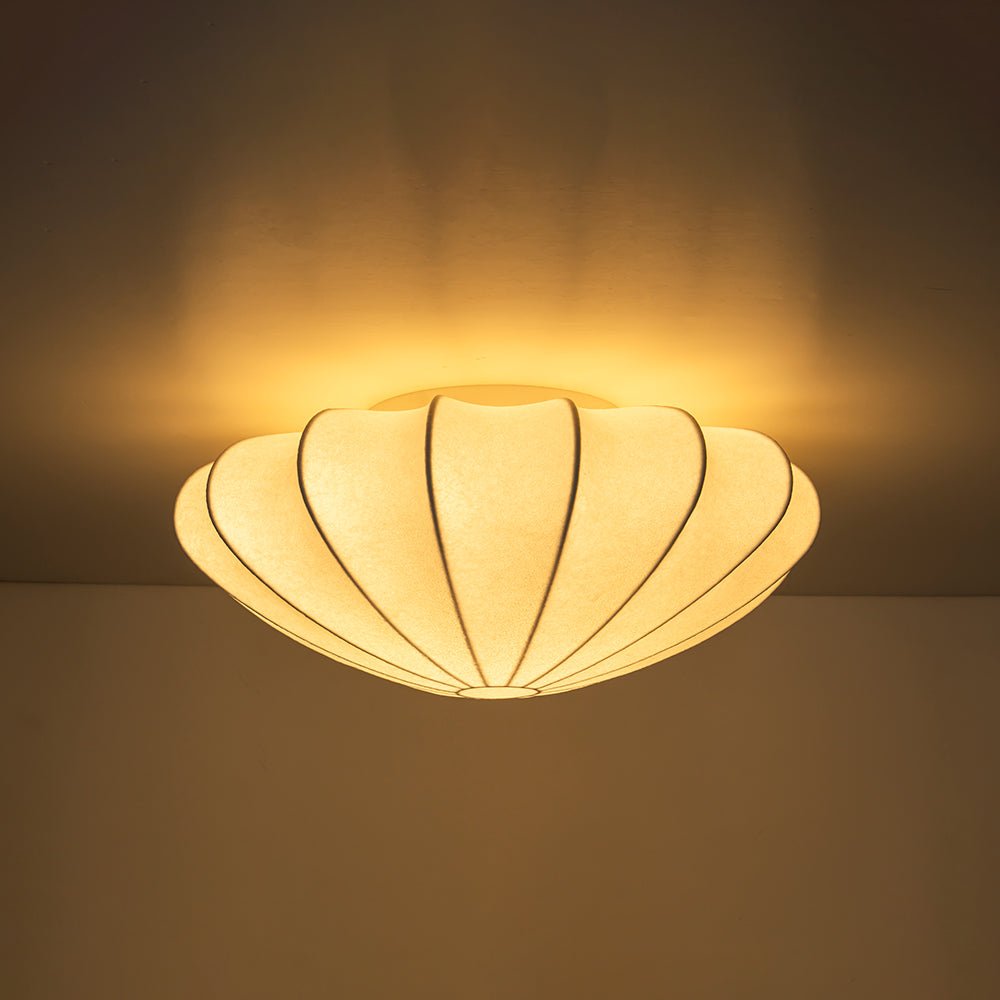 Lunari Mid-Century Modern Silk Flush Mount Light - Lamp Copper