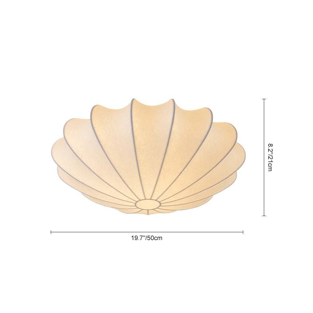Lunari Mid-Century Modern Silk Flush Mount Light - Lamp Copper