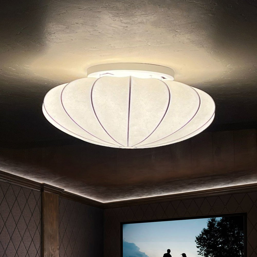 Lunari Mid-Century Modern Silk Flush Mount Light - Lamp Copper