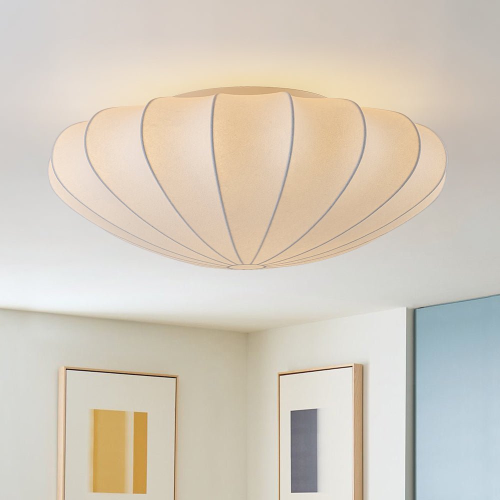 Lunari Mid-Century Modern Silk Flush Mount Light - Lamp Copper