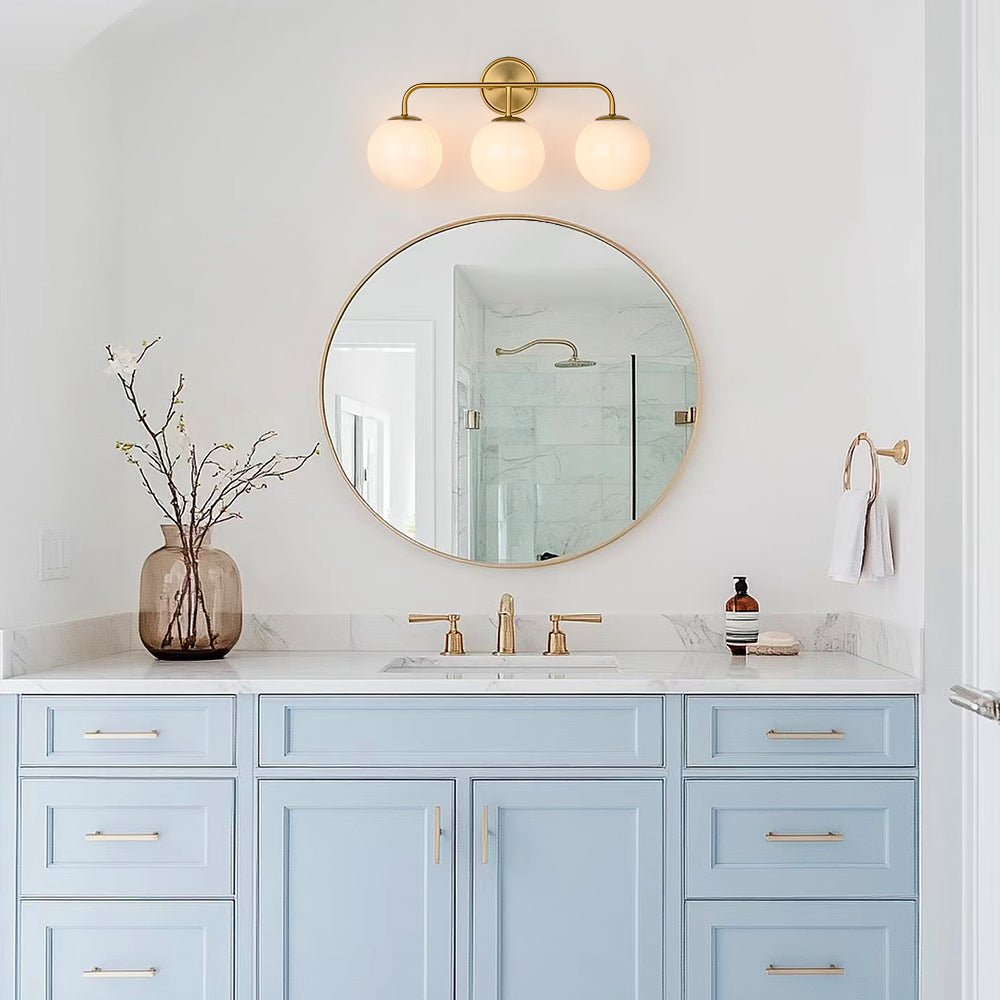 Eirikulix Mid-century Shine Opal Glass Vanity Light - Lamp Copper