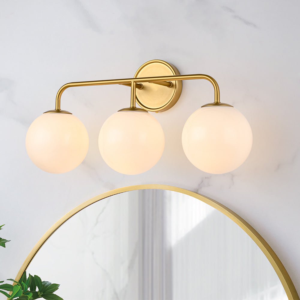 Eirikulix Mid-century Shine Opal Glass Vanity Light - Lamp Copper