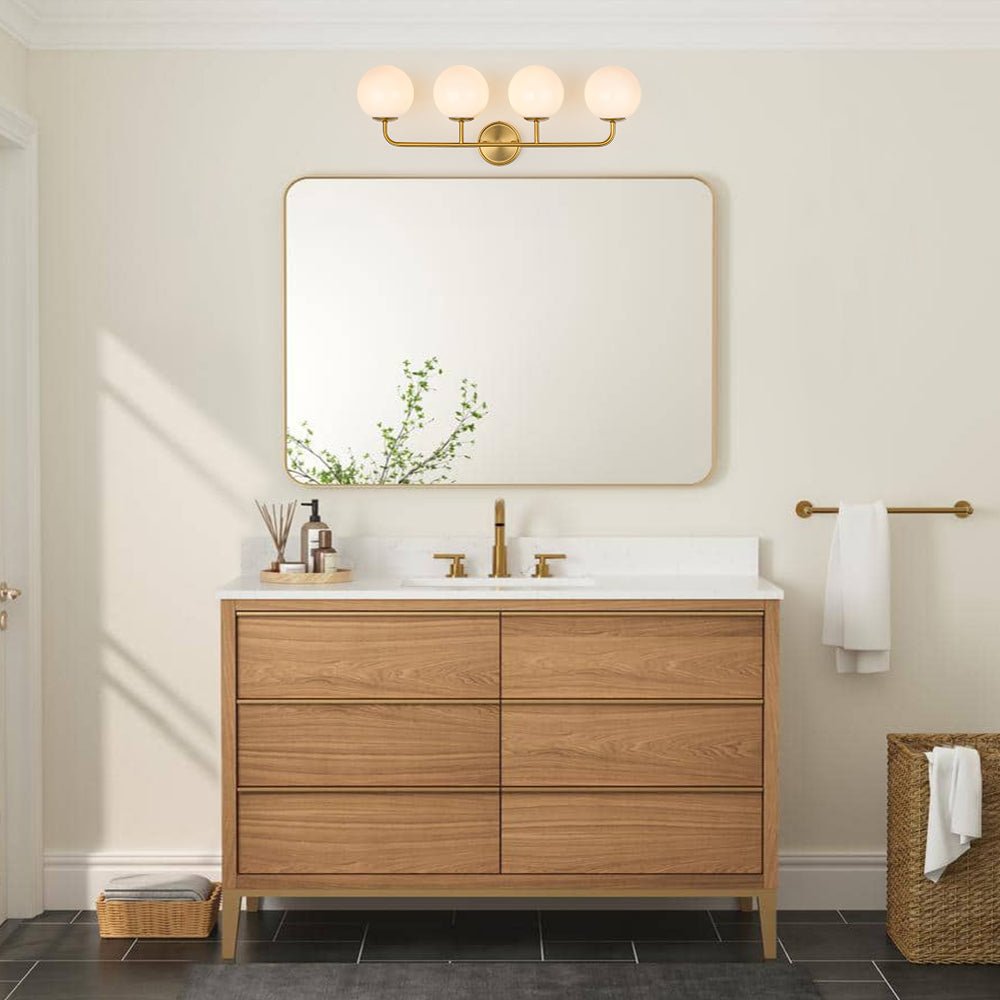 Eirikulix Mid-century Shine Opal Glass Vanity Light - Lamp Copper